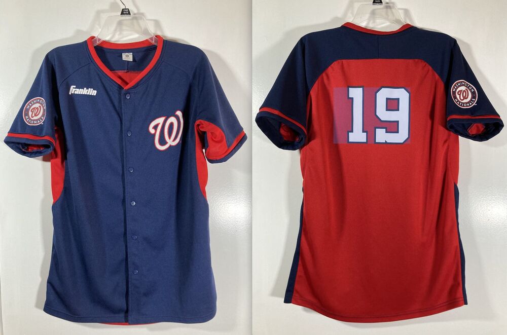 Washington Nationals Authentic Jersey (Youth XL) #19 • Franklin Baseball Shirt